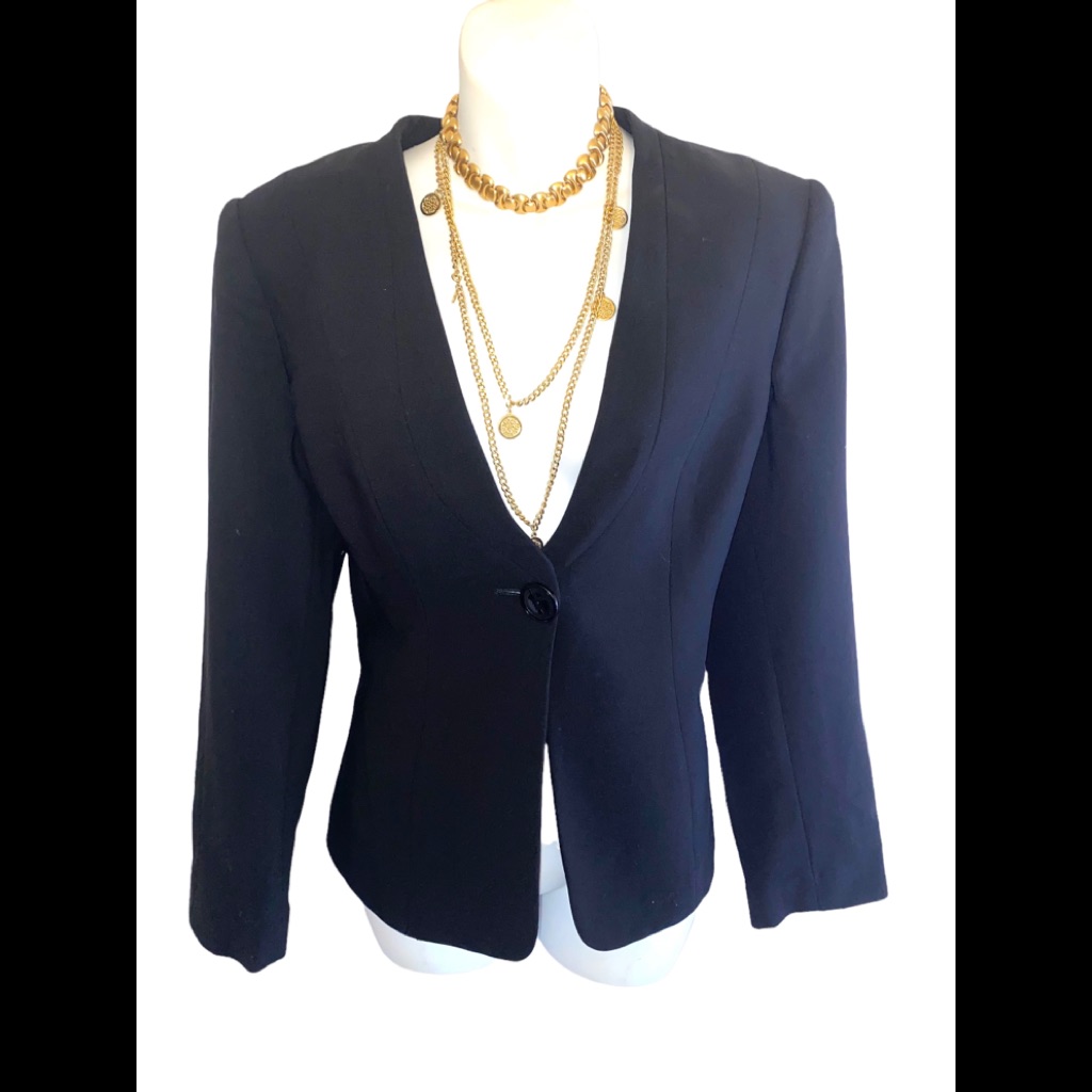 Giorgio Armani Black Brand Logo Button Blazer